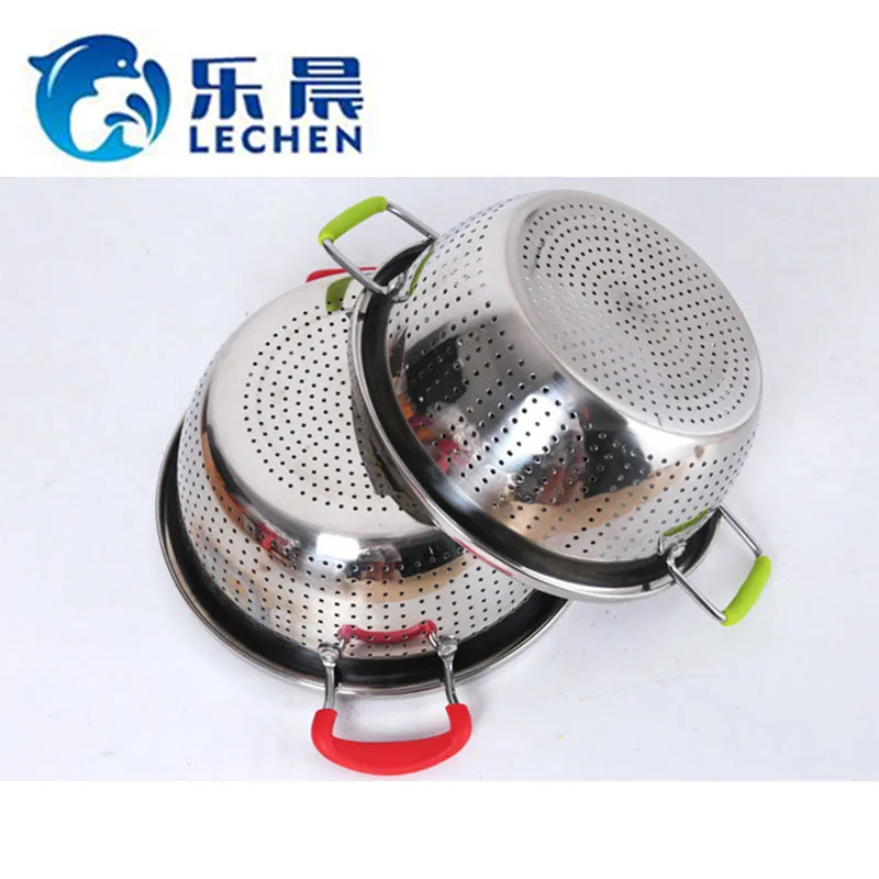 201Stainless Steel  Colander Sieve Kitchen Food Fruit Vegetable Colander Rice Sieve Filter Colander