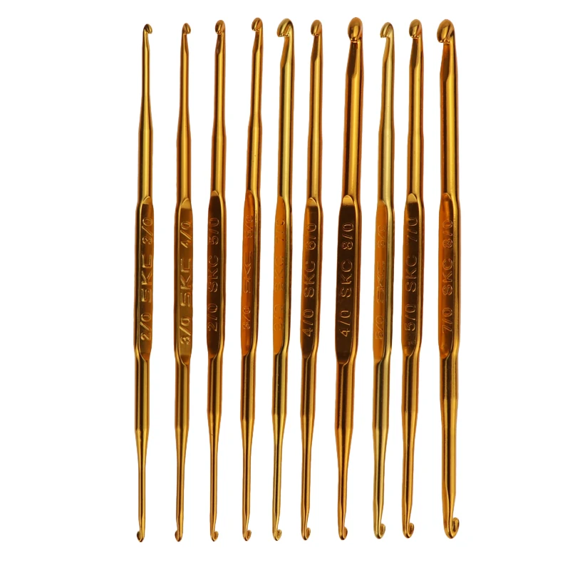 knitting needle gold double head aluminum crochet hook