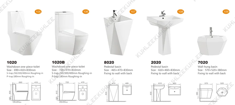 
KUHLEE1020 Toilet Suite Fashional washdown s-trap bathroom toilet wc 