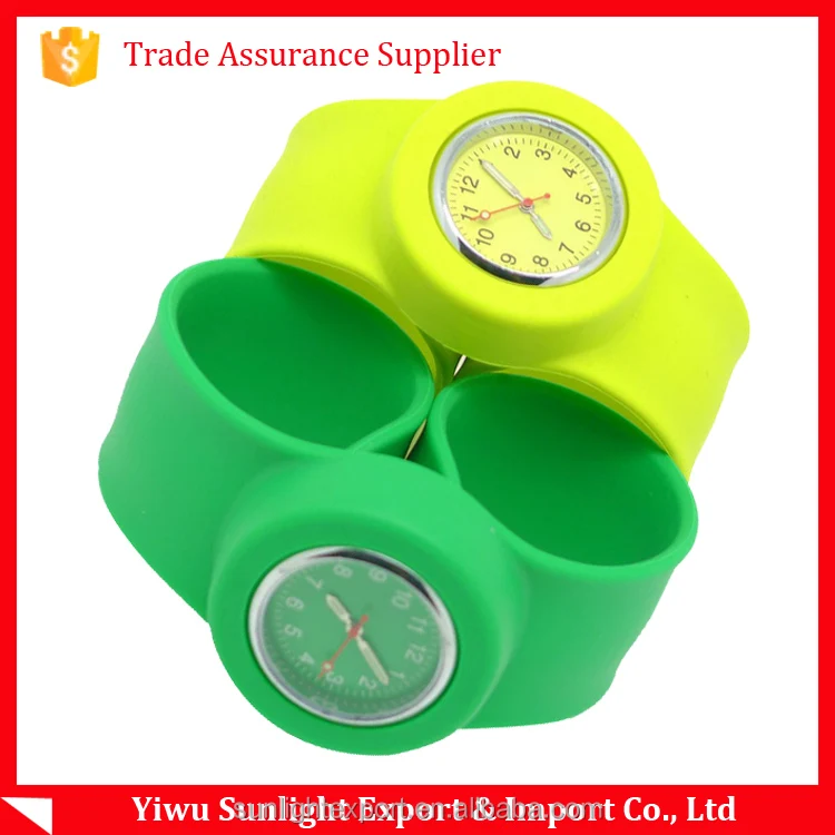 round dial silicone wristband Watch kids slap digital watches