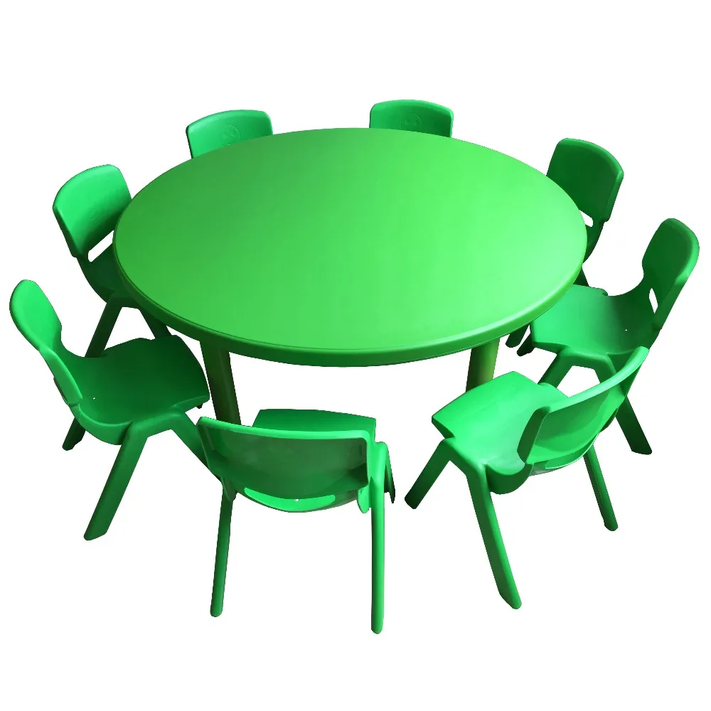 School moulded plastic round study reading eating desk and bench weight for kids