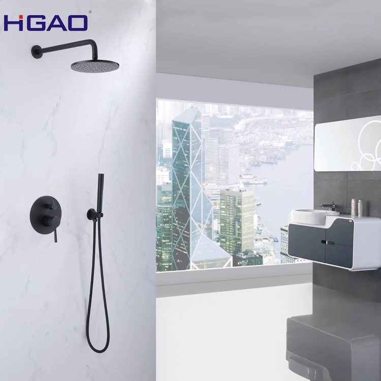 
Wall Mounted Matte Black Rainfall Head Shower Faucet Set Bathroom Shower Faucet 