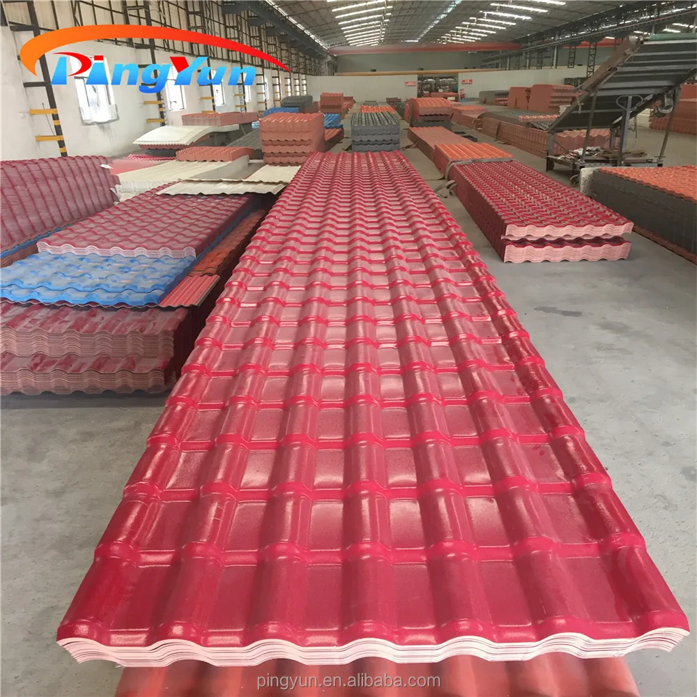 Spanish Roof Tile/roofing Shingles Prices for Warehouse/upvc Roof Cover Sheet ASA UPVC Plastic Roofing Tile PMMA or ASA Pingyun