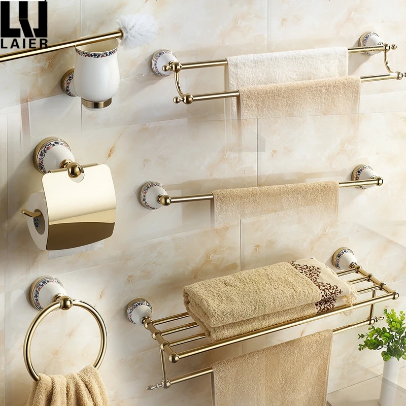 
Gold plated luxury bath hardware paper towel holder bathroom accessories set 