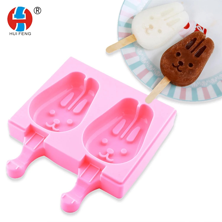 
Wholesale OEM Manufacturer Rabbit Ice Cream Cartoon Silicone Popsicle Mould Children Creative Ice Lattice 