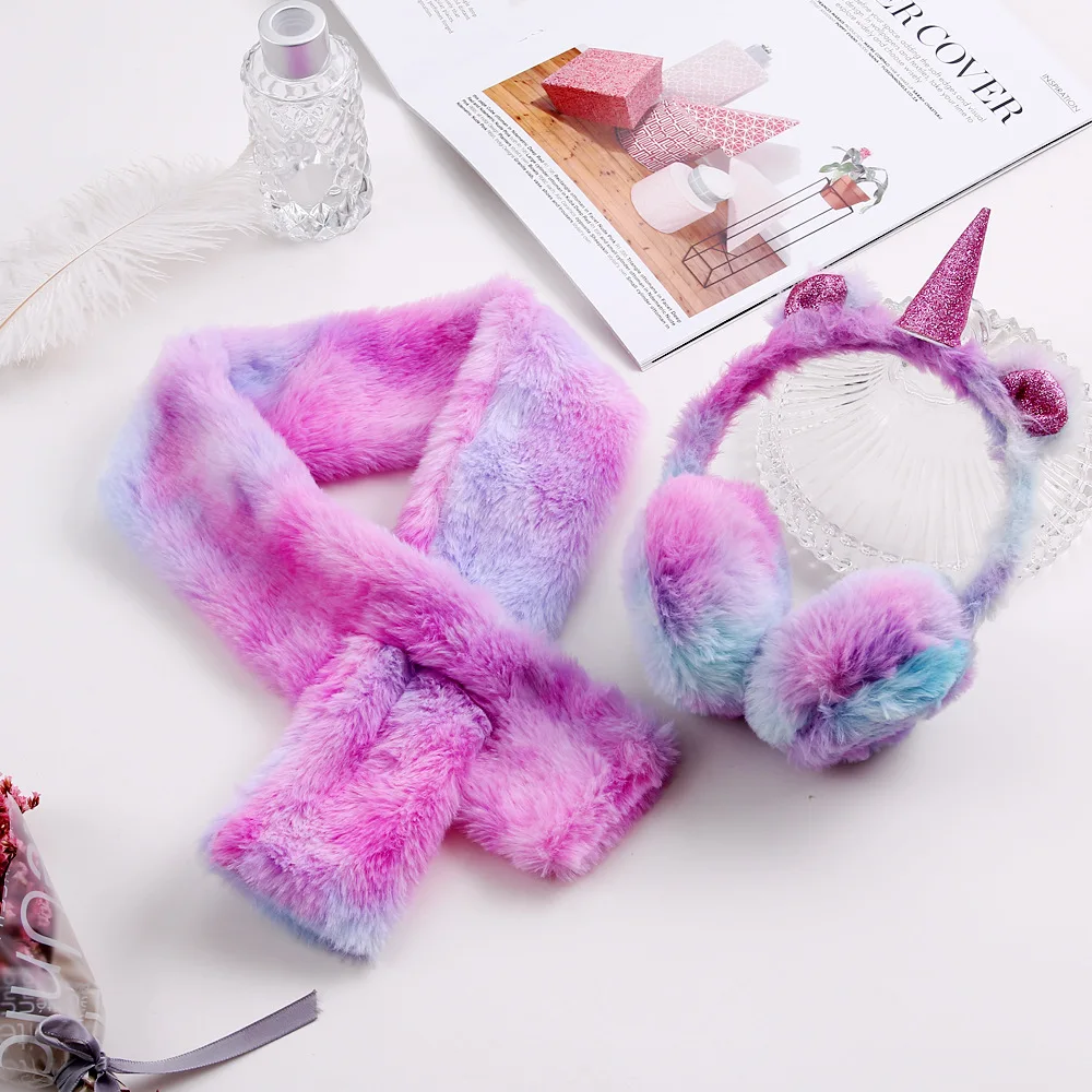 
Winter Cute Unicorn Earmuff 1-5-year-old Baby Ear Sleeve Cartoon Gradient Plush Warm Earmuffs 