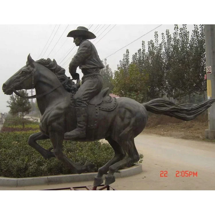 Garden decoration life size cast bronze horse rider statues horseman brass sculptures