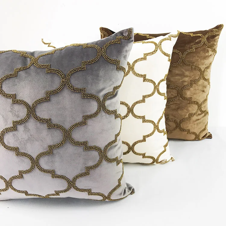 High Quality European Style Luxury Sofa Home Decorative Elegant Throw Velvet Sequin Cushion Cover