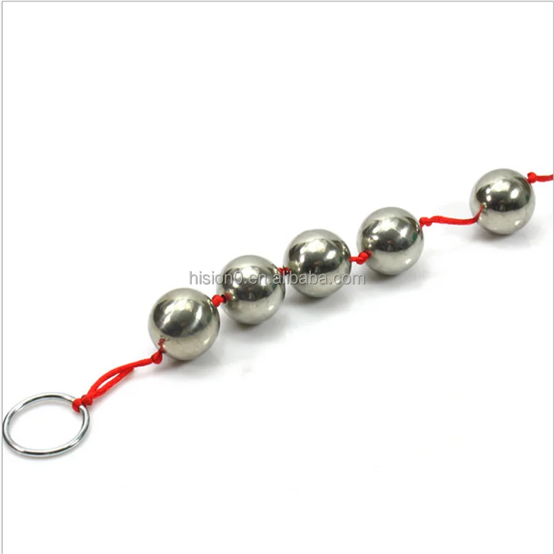 5 Balls Stainless Steel Hollow Balls With Red Line Stimulating Expand Extra Long Anal Butt Beads Plug