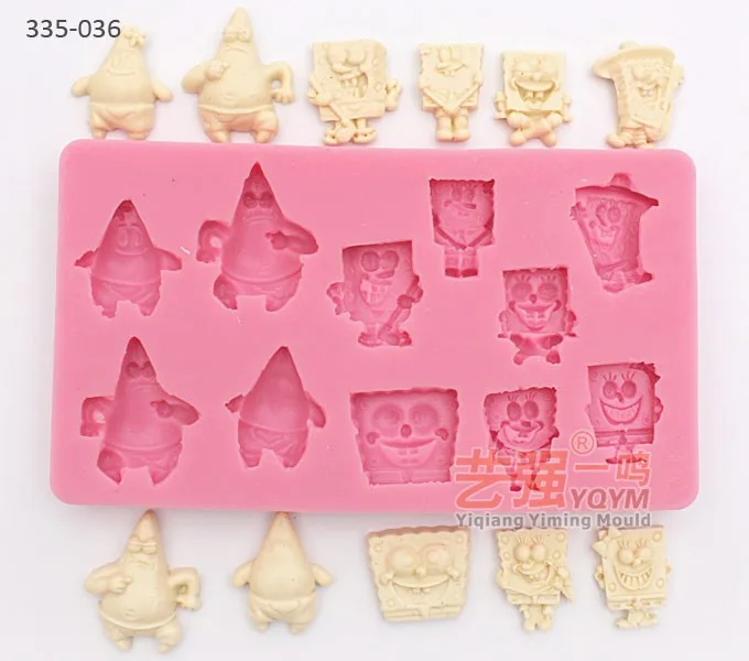 silicone sponge bob cake moulds,fondant cake decorating tools,silicone impression fondant mold