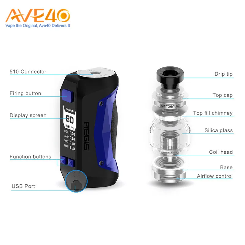 Новейший 100% Аутентичный Водонепроницаемый Бокс-мод Geekvape Aegis Mini 80 Вт от Ave40