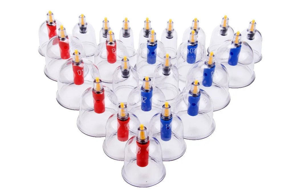 24 чашки Медицинский Вакуумный профессиональный поставщик банки для крови Hijama вакуумные терапевтические с присосками