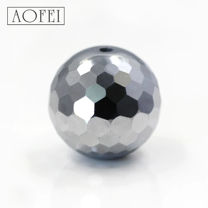 Natural gemstone suppliers 128 faceted terahertz beads for making bracelet