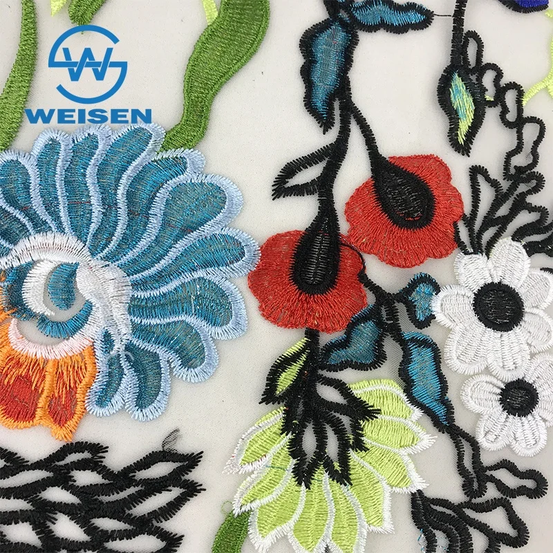 Embroidered Lace Flat Net Organza 2019 Flower Tulle Guipure Embroidery Fabric