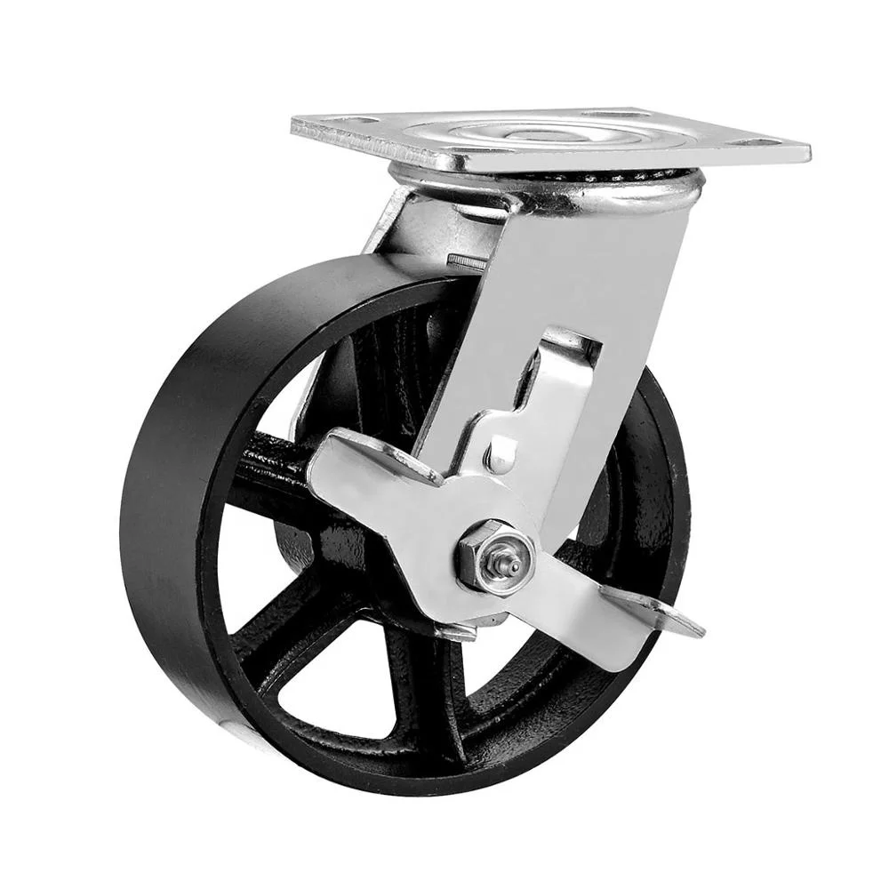 Castor Wheel Black Vintage Steel Wheel Heavy Duty Steel 8 Inch Roller or Ball Bearing Plate Casters Galvanized 