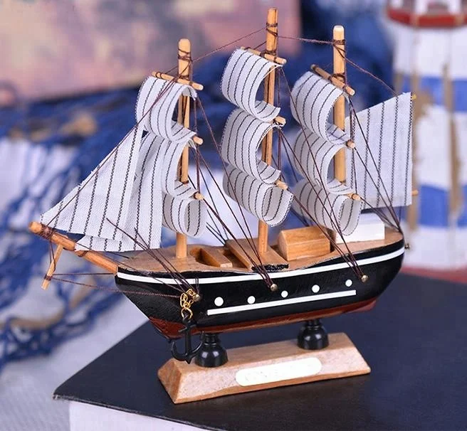 
16cm small sailing crafts wood decorative model 