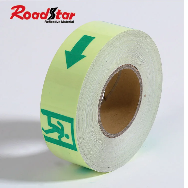 wholesale 5 cm arrow printing glow in the dark fluorescent PVC sticker for exit sign