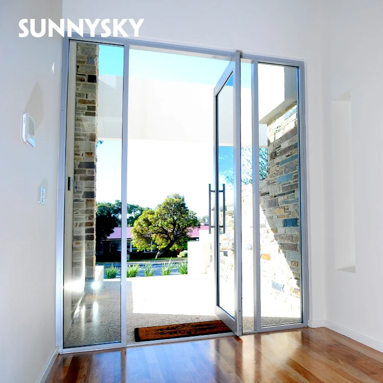 Pivot Hinge Door Automatic Close Copper Exterior Partition Aluminum Glass Steel Graphic Design Customized Modern Aluminum Alloy