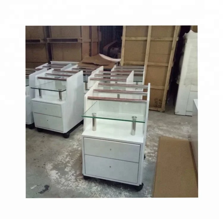 Glass Top Hair Salon Trolley Cart Used Barber Shop Cheap Hair Extension Trolley