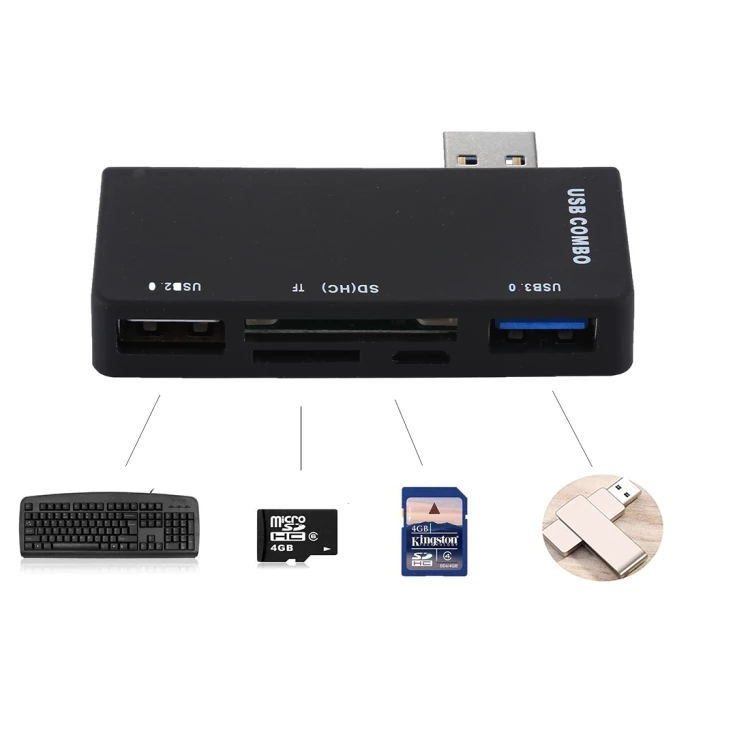 
Hot Portable 4 Port USB 3.0 Hub with SD TF Memory Card Reader USB 2.0 Combo for Surface Pro 3 4  (62164939793)