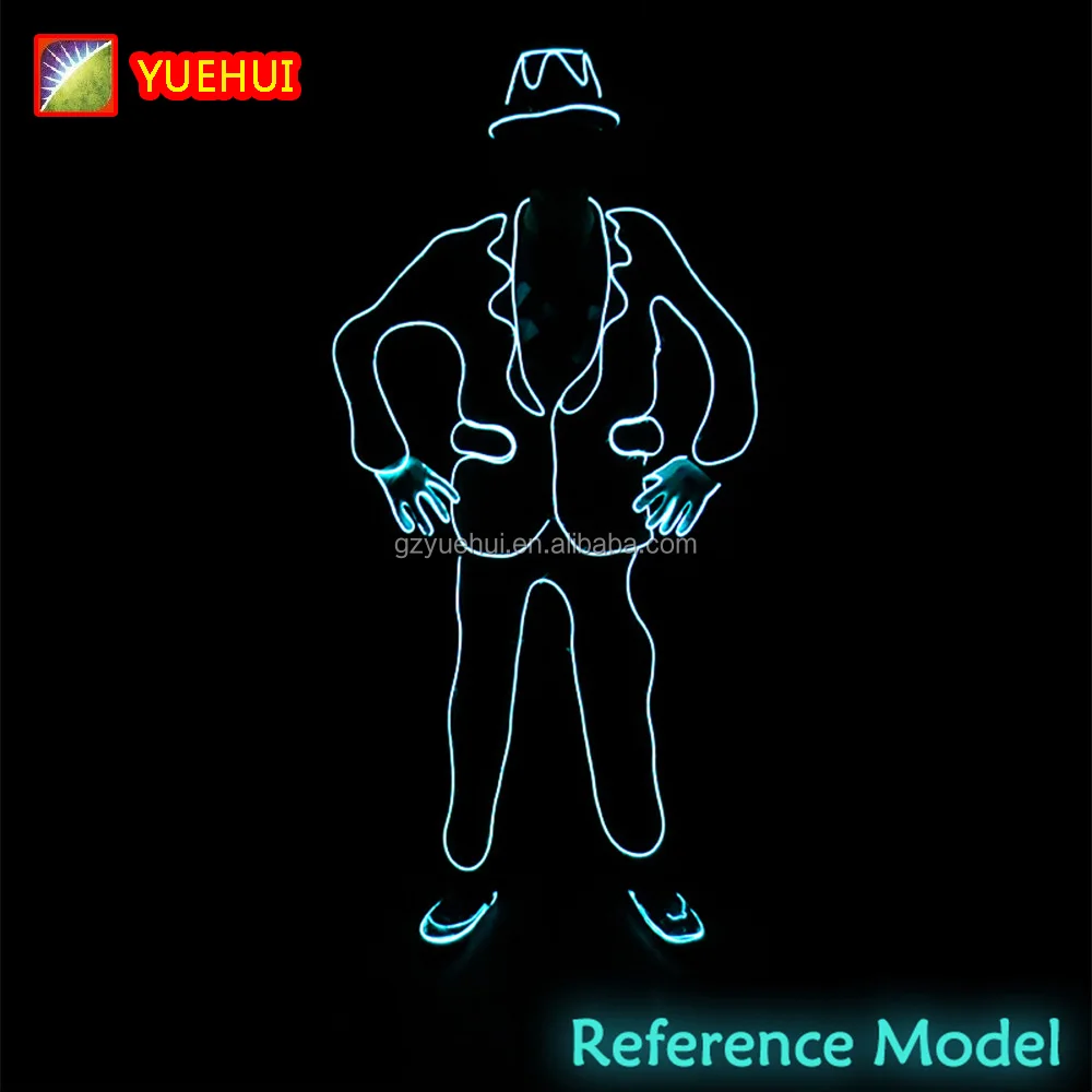 New EL Wire Suits Fashion LED Clothes Luminous Costumes Glowing Gloves Shoes Light Clothing Men EL Masks Clothes Rave Costume