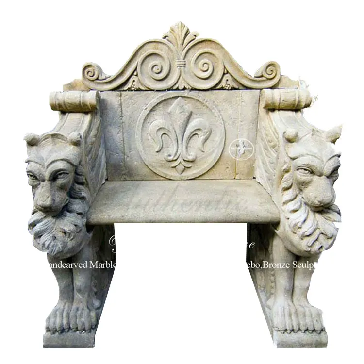 Hand Carved Natural Stone Outdoor Garden White Swan Statue Marble Bench Long Chair
