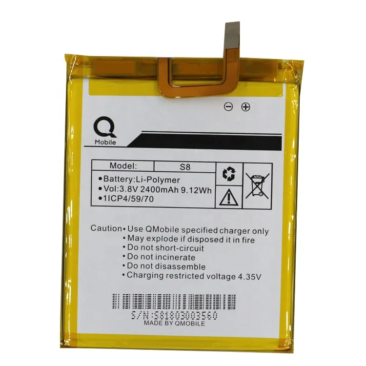 Qmobile OEM Wholesale Long Life Time Laptop 2400mAh S8 Battery for Q Mobile