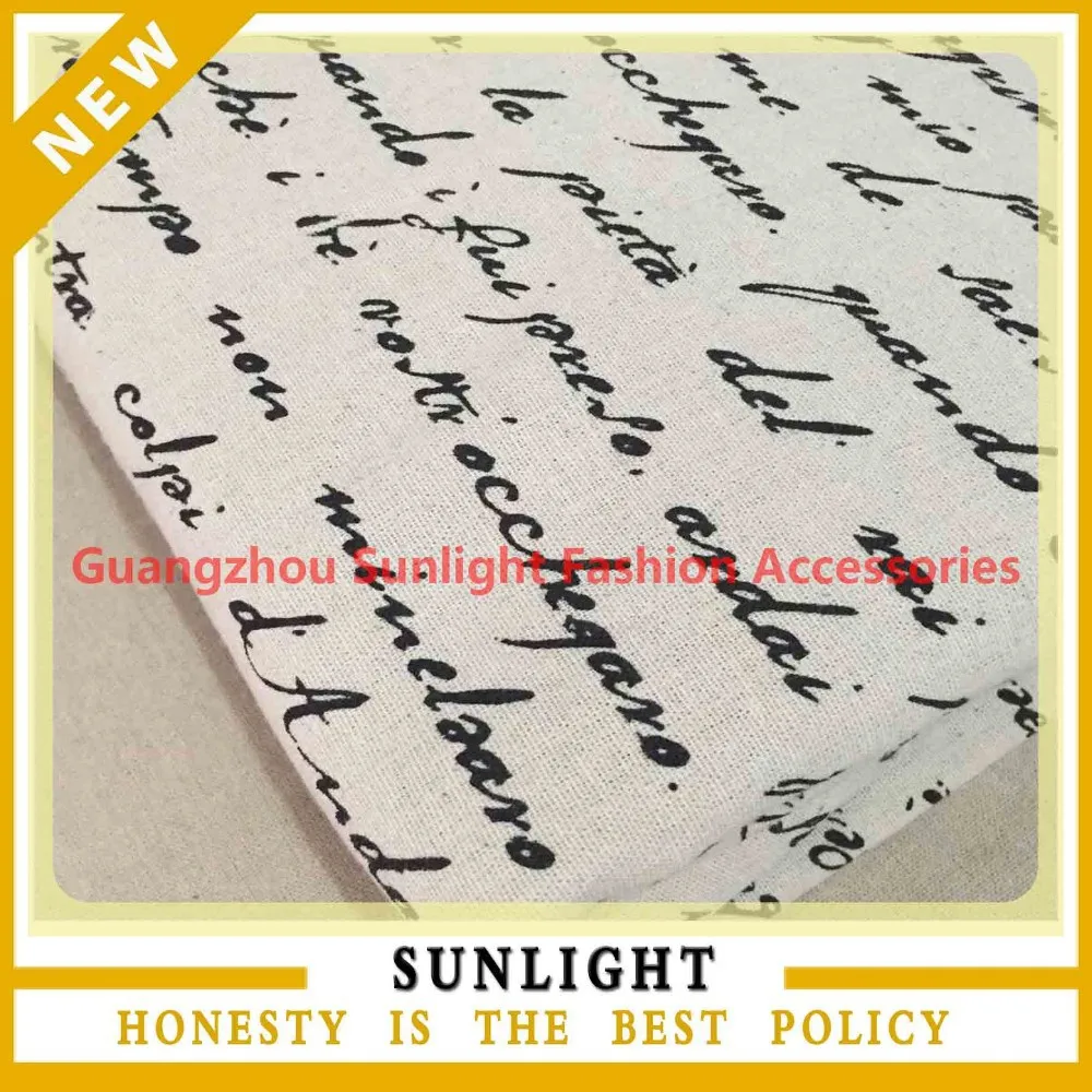 hot sale letters printed linen fabric wholesale