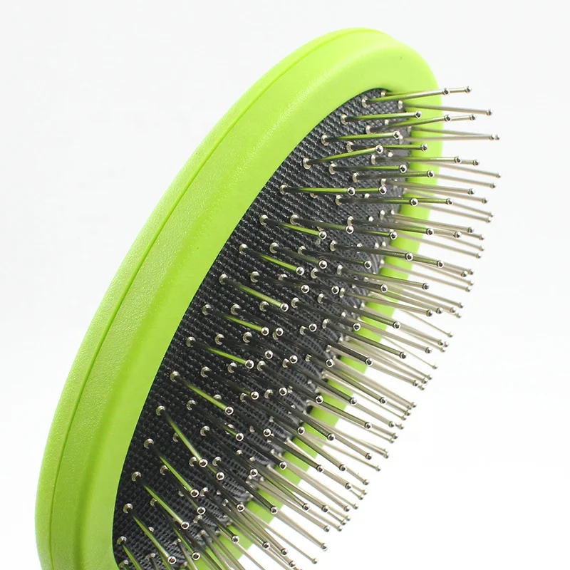 Pet puppy soft handle metal long pin grooming slicker brush for long haired dogs