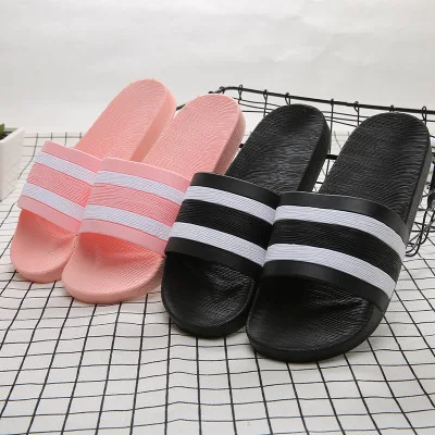 Summer new style couples fashion stripe slippers men bathroom non - slip household slippers women