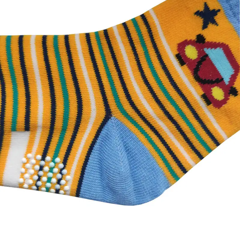 Kids Non Skid Indoor Socks Cute Cartoon Cars with Grips
