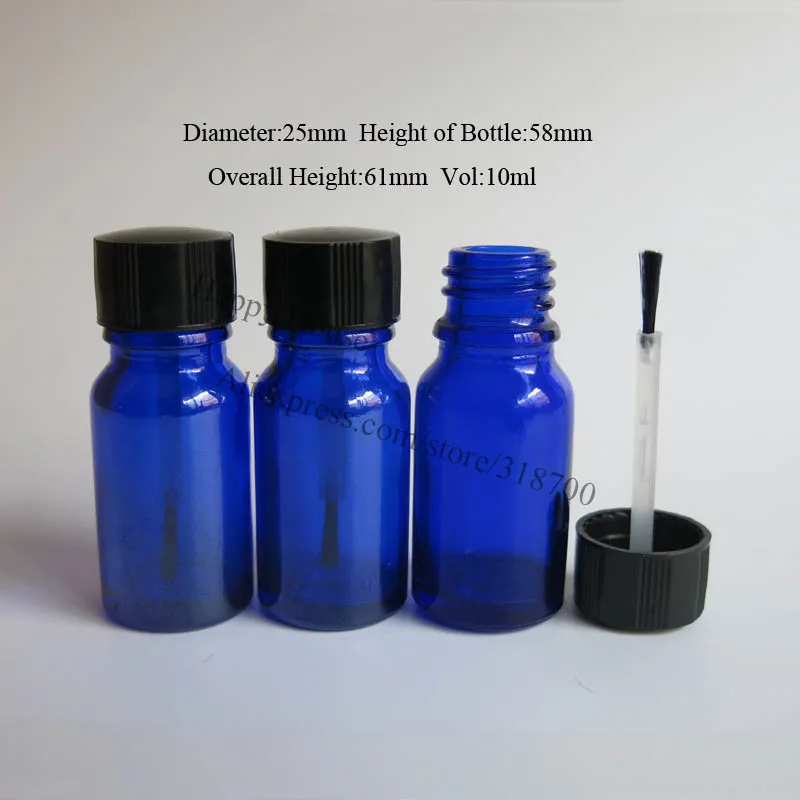 360pcs lot 10ml Cobalt Blue Empty Nail Polish Bottle 10cc Cobalt Blue Container with Brush Cap