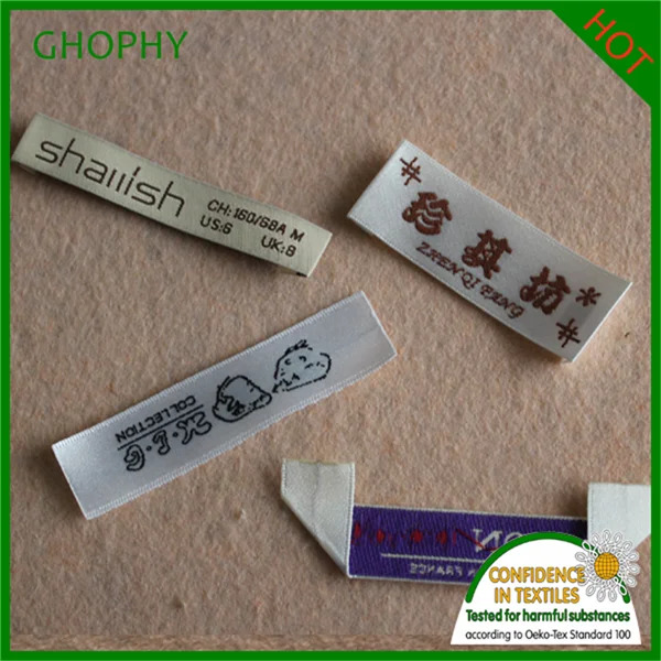 Satin Garment Care Label Fabric, 100% Polyester Washing Instructions Printing Fabric Woven Label