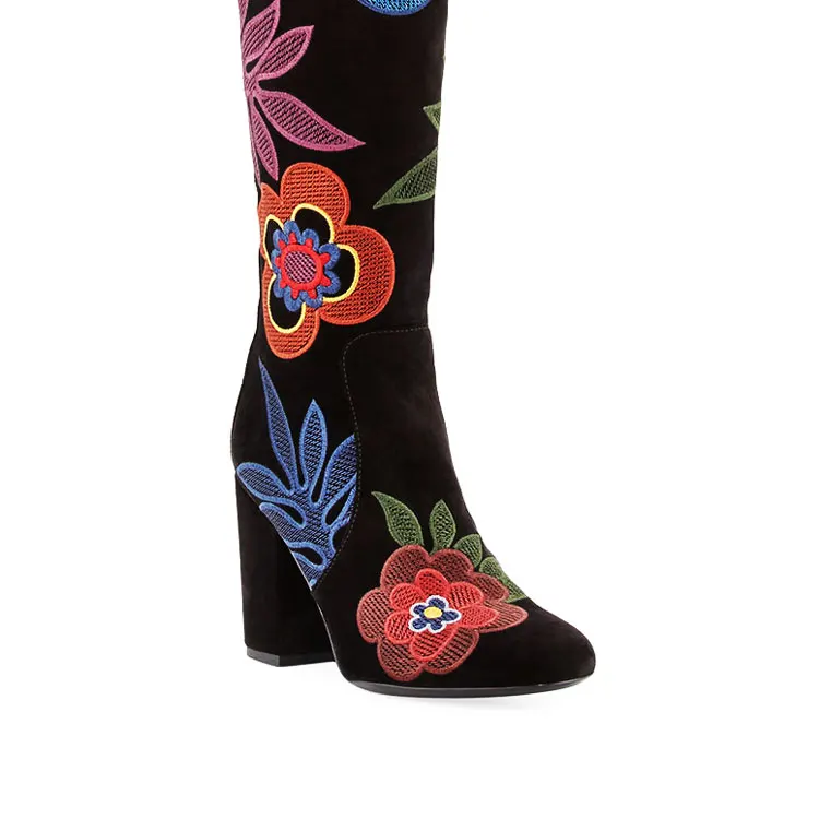 Floral Embroidered handmade Suede shoes ladies 2017 women shoes boots model