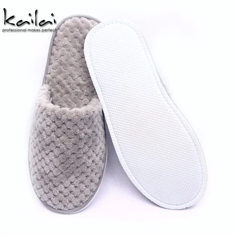 Hot sales customized salon spa hotel slippers disposable closed-toe ko-hair slipper