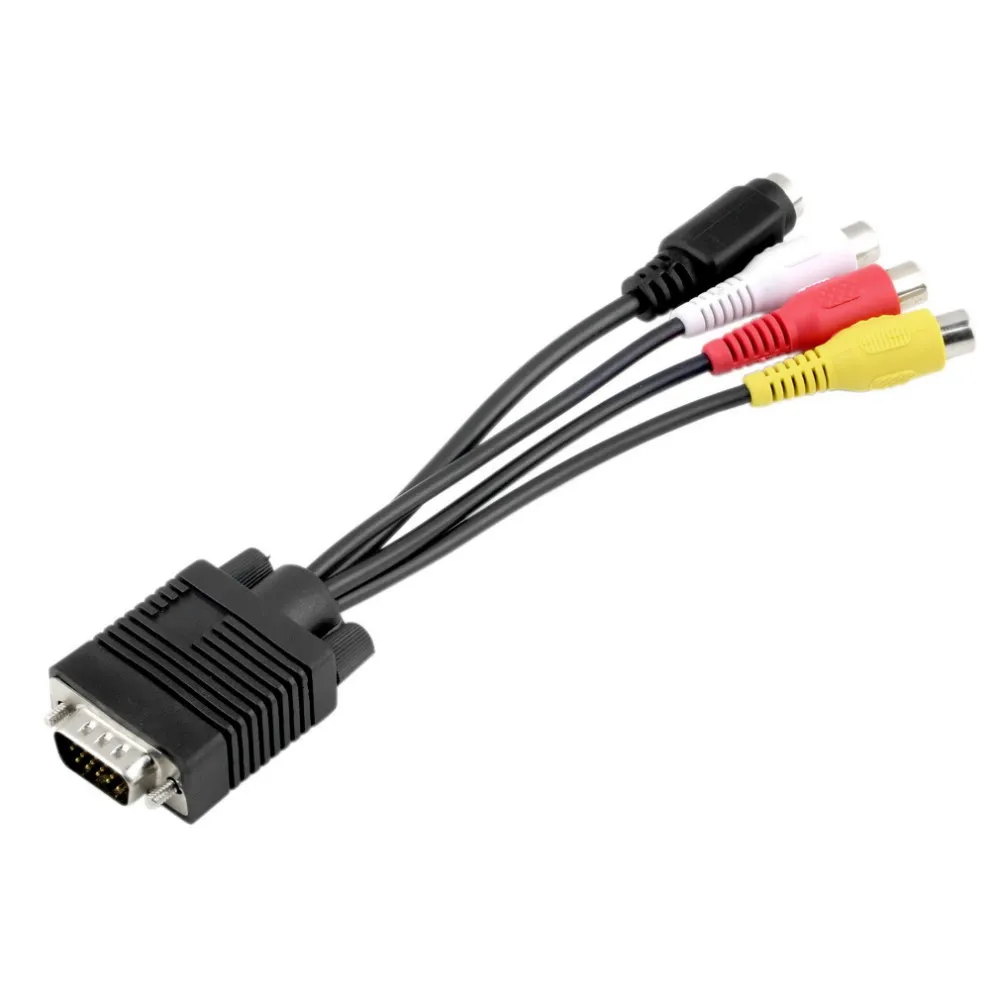 3 RCA Female Converter Cable VGA to Video TV Out S-Video AV Adapter