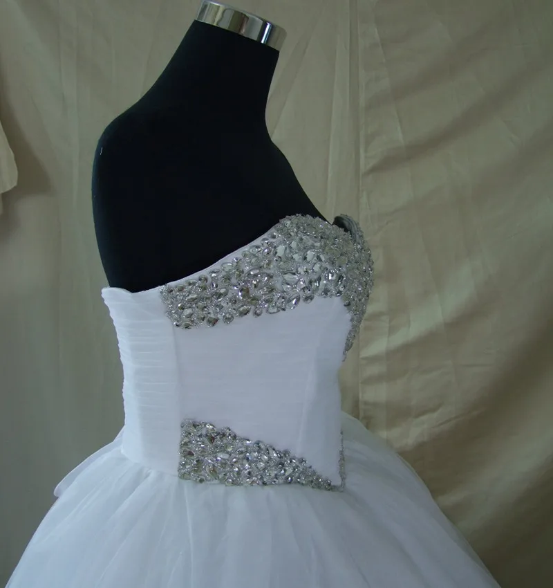 FA94 2023 Luxury Crystal Tulle Ball Gown Wedding Dresses Sparkly Rhinestones Pleated Princess Vestido De Noiva