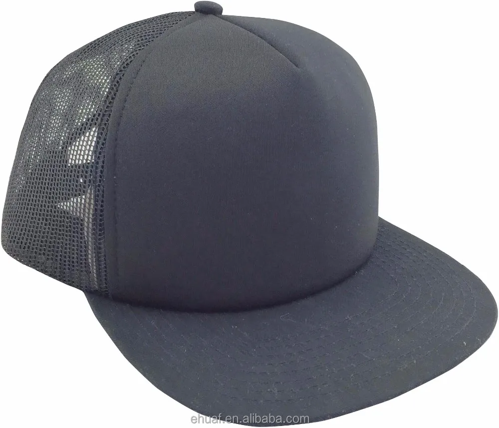 Promotional hip hop snap back flat bill foam and mesh blank cap style hat
