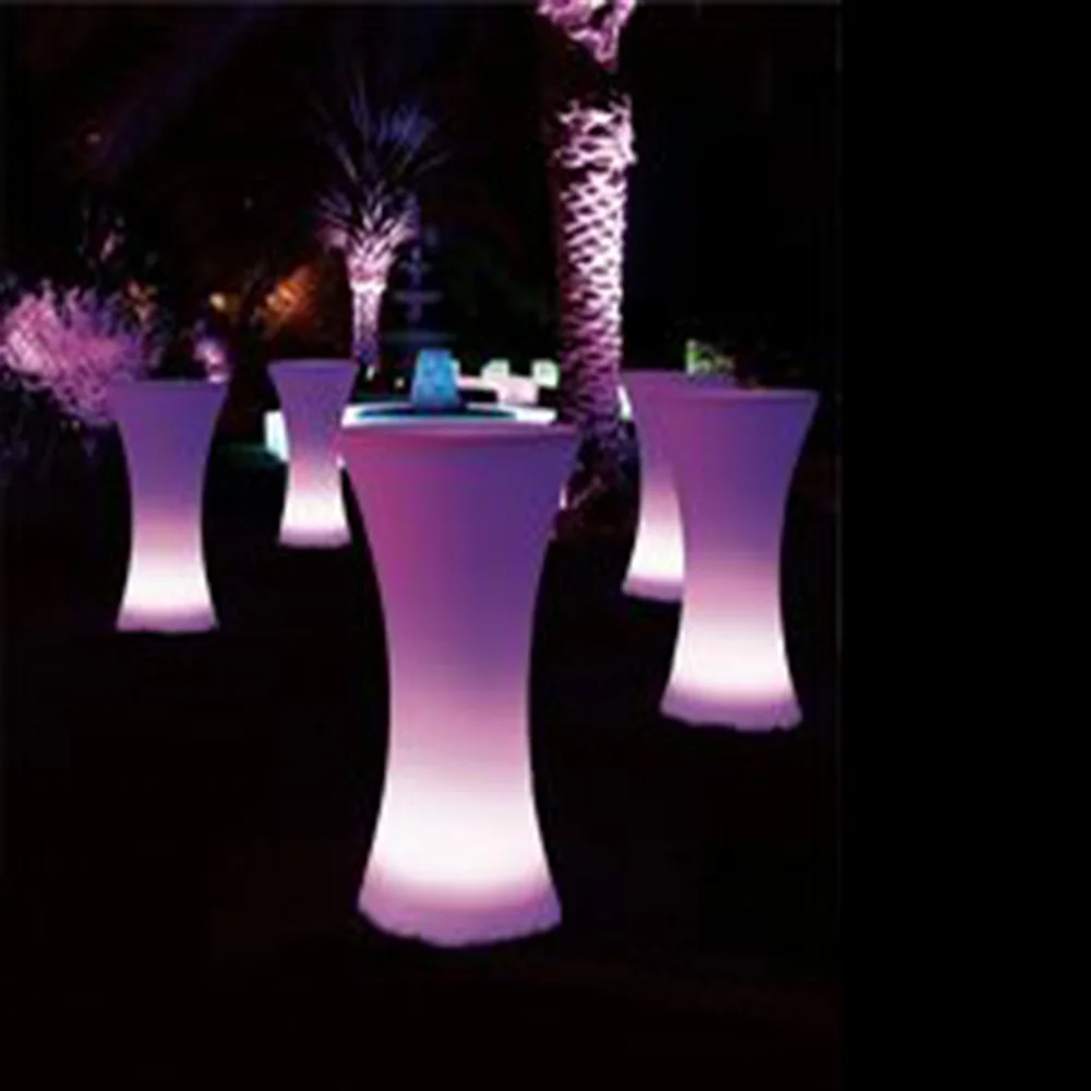 
remote control 16 colors changing rechargeable led pub table outdoor white plastic led bar table for wedding and event 