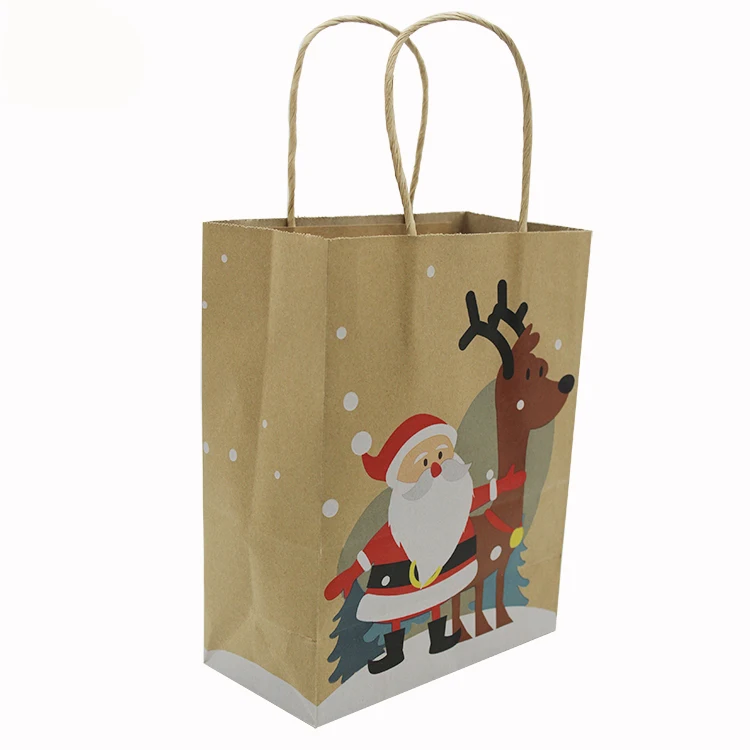 Wholesale bag gift Cheap Price Tote Bag Custom Gift Foldable Kraft Paper Christmas gift bag