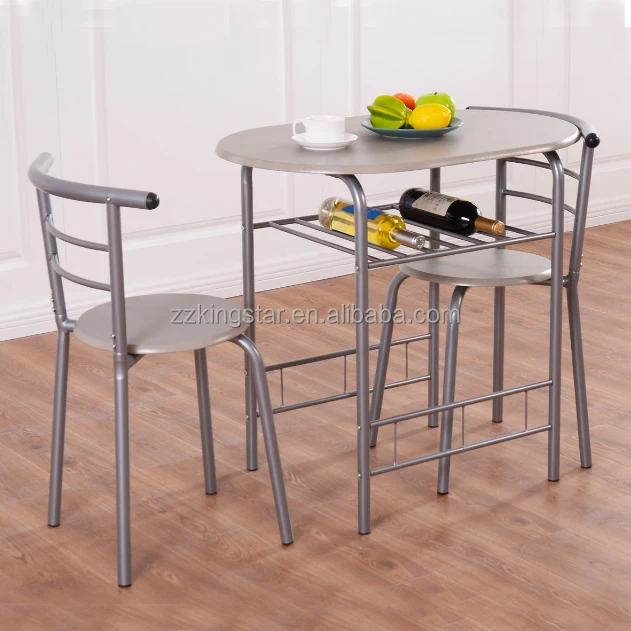 
Metal MDF kitchen furniture compact dining table breakfast bar 2 chairs set 