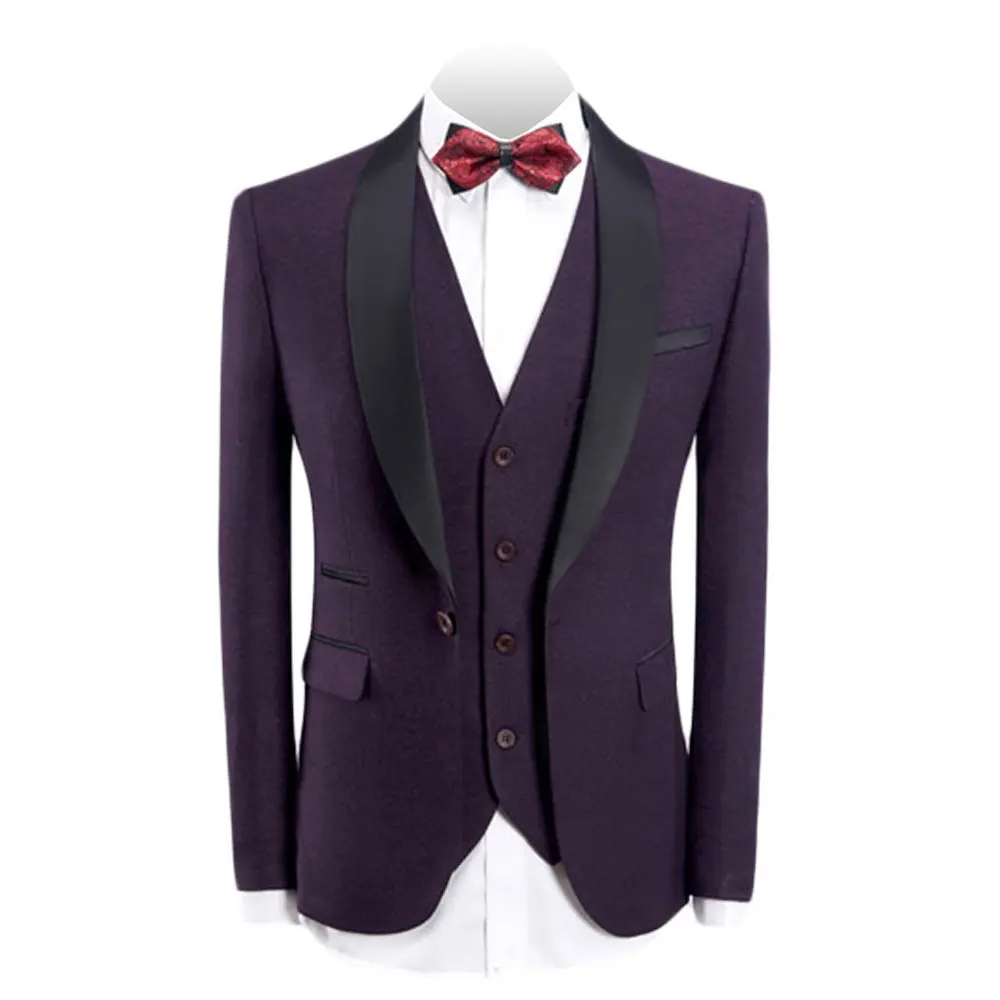 Jacketown мужские шаль с лацканами для мальчиков костюм из 3 предметов Slim Fit одно Детское платье на пуговицах; Костюм с пиджаком; Брюки смокинг жилет