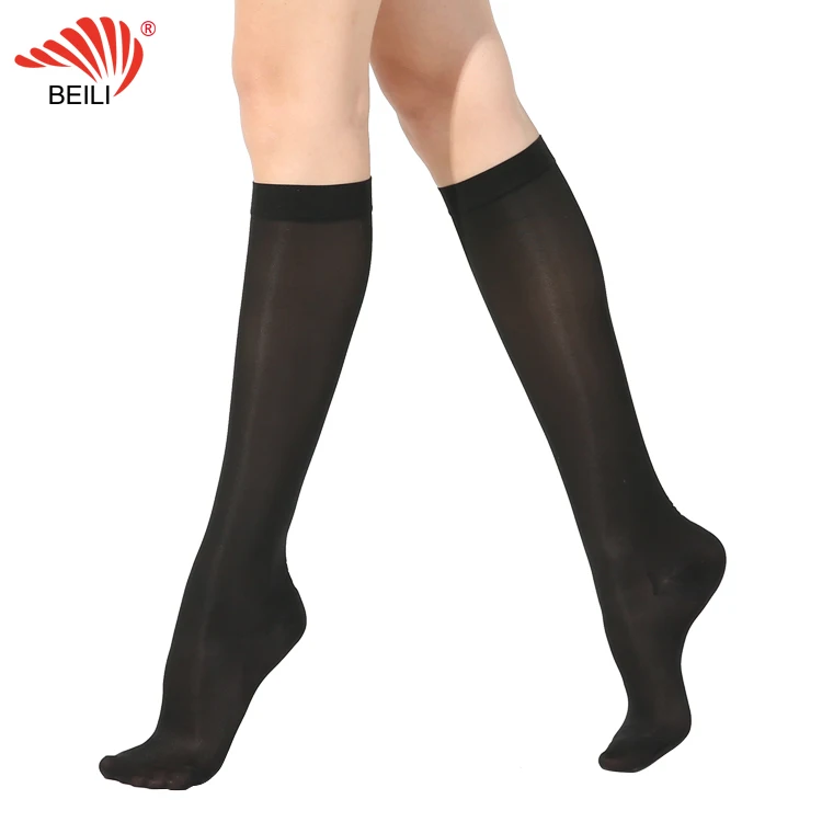 women Sexy Silk Black/beige/customized color Knee High Tube Compression Stocking lady tights Grade 2