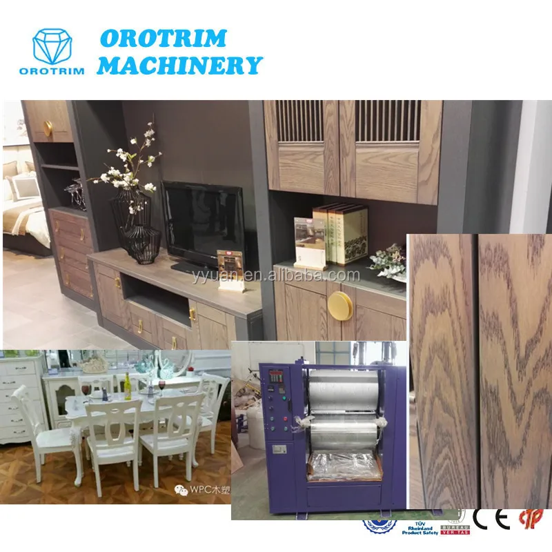 Fully automatic wood grain embossing machine with CE certificate/plastic sheet embossing machine,wpc embossing machine factory