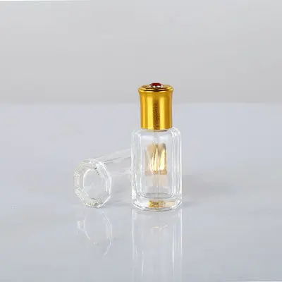 3ml 6ml 12ml aluminum lid attar glass Octagonal roller bottle