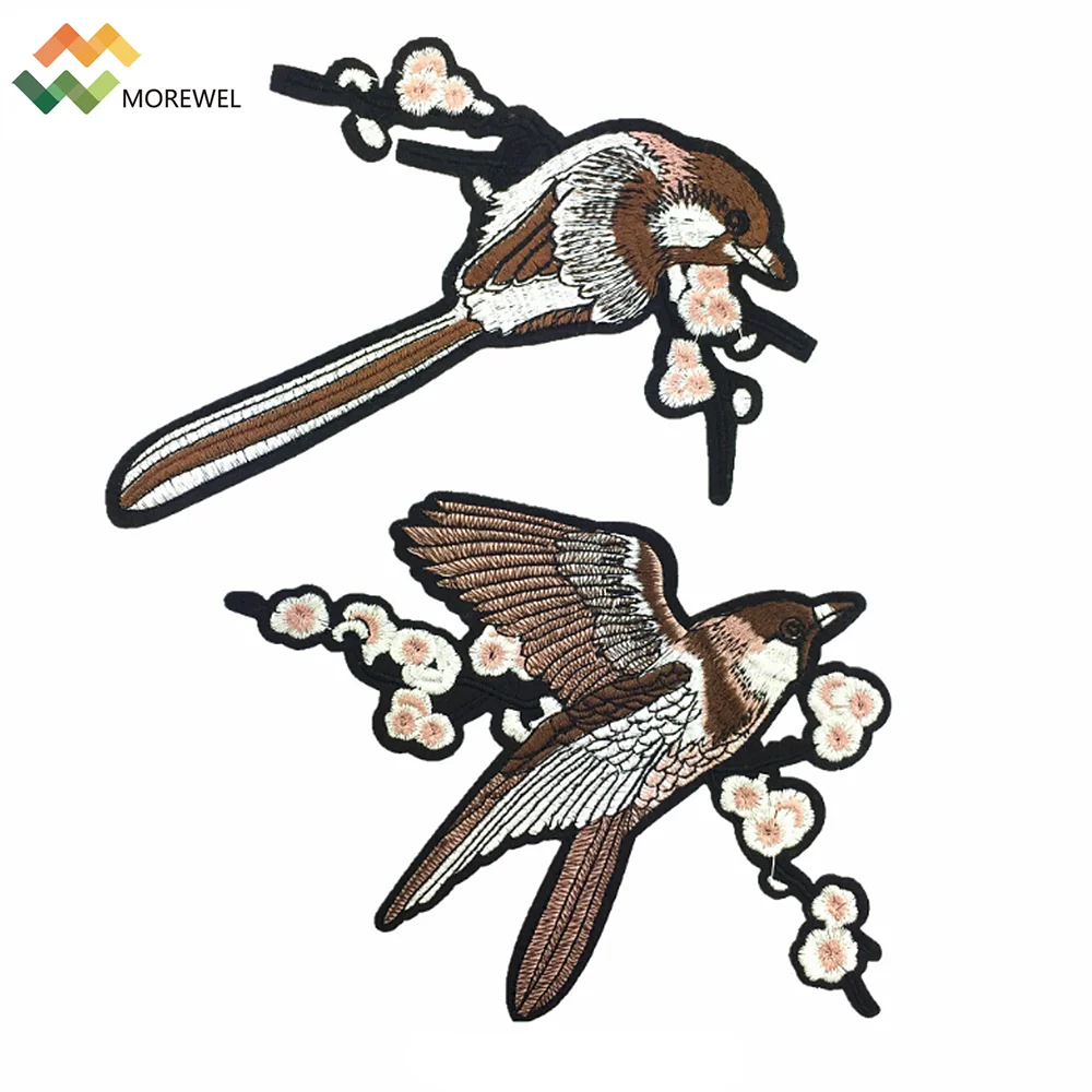 Custom fashion women embroidery bird patches for clothing accessories
