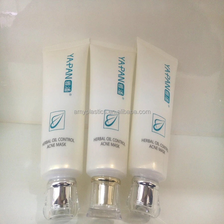 White pearl plastic tube with Acrylic cap for Cosmetic packaging