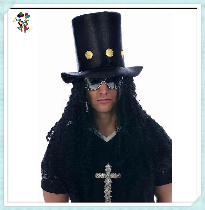 Slash 80S Rock Guitar Man Fancy Dress Costume Party Hats with Hair HPC-1468