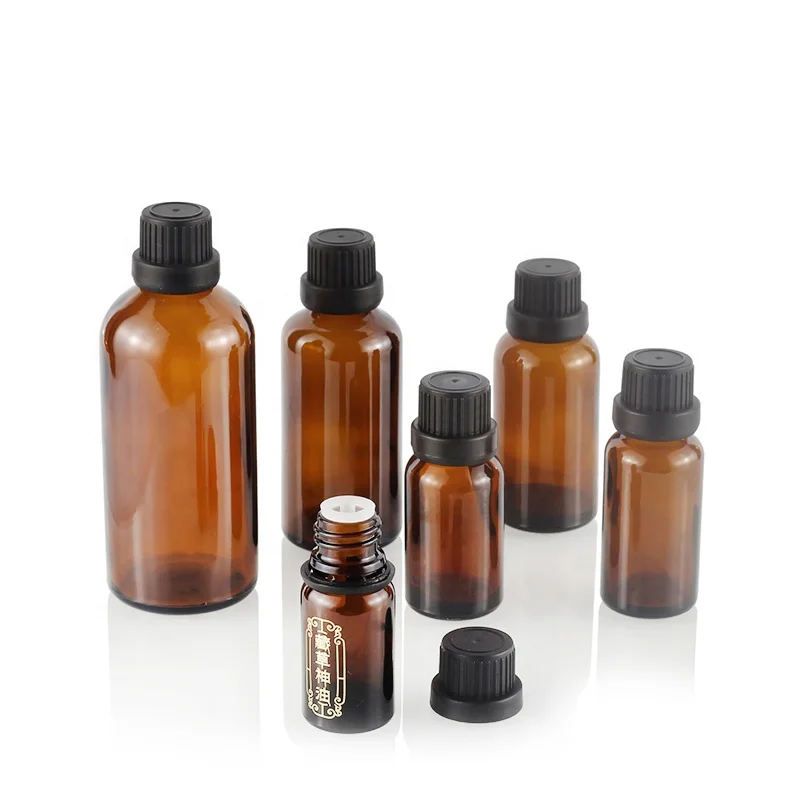 European inventory 10ml 15ml 20ml 30ml 50ml 100ml round amber glass bottle for essential oil