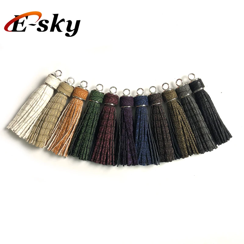 Durable use unique design soft leather tassel leather keychain tassel
